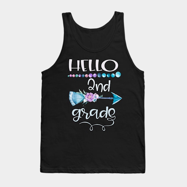 Hello 2nd grade arrow Grow With Me First Day of School Tank Top by Marcekdesign